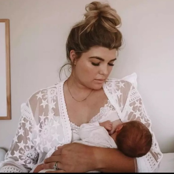 SOLD OUT Boho White Star Mesh Sheer Crochet Lace Coverup - Picture 4 of 12